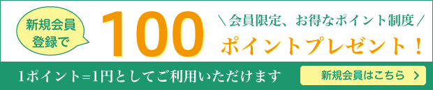 新規会員登録で100ポイントプレゼント！